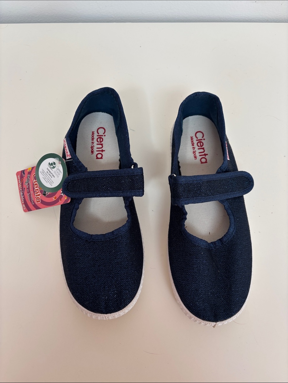 Cienta Navy Girls Mary Jane Canvas Hook-and-Loop Shoes